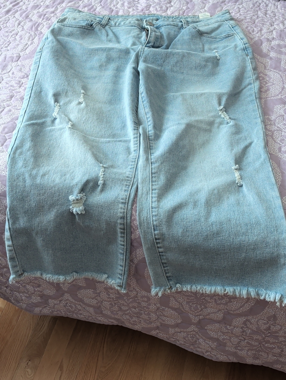 Light Blue Distressed Women’s Jeans - Picture 2 of 13